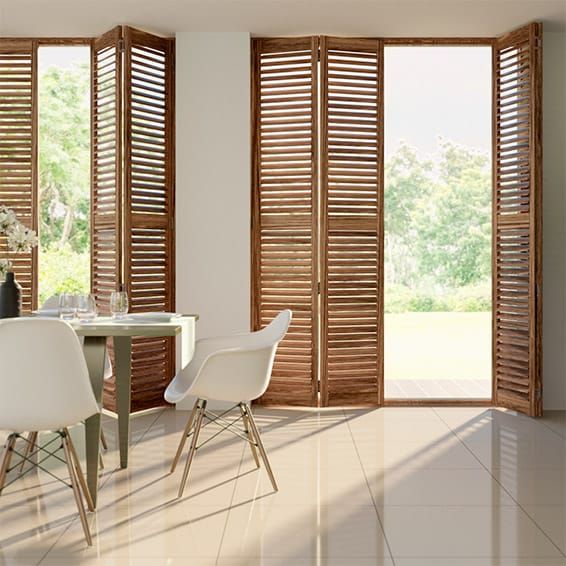 timber stained shutters